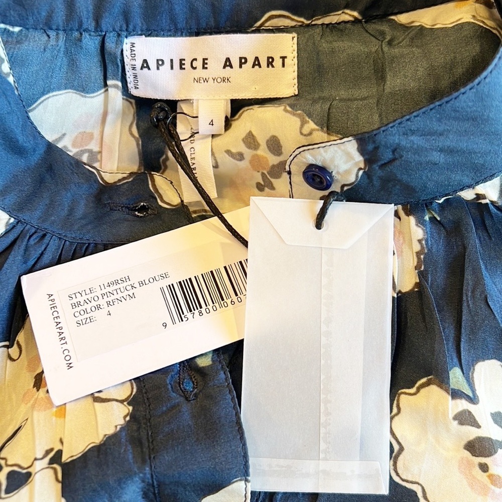 NWT Apiece Apart Floral Bravo Pintuck Blouse - Picture 9 of 13